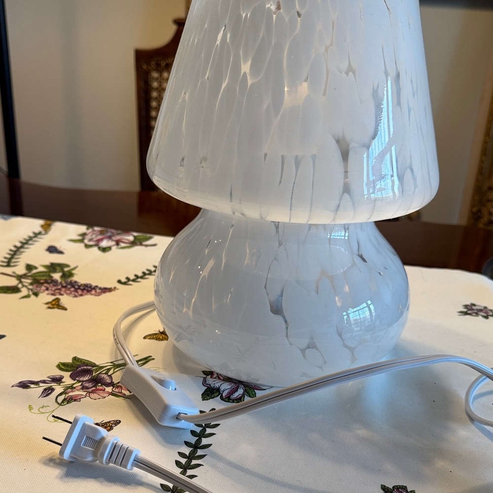 Modern White Glass Table Lamp - Picture 2 of 6